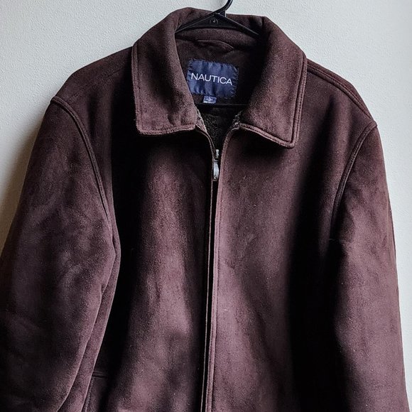 Nautica Brown Faux Micro-Suede Winter Coat Size Large - Picture 5 of 16